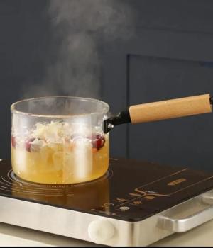 1.8L Clear Glass Pot Set for Cooking,Saucepan with Cover,Heat-resistant Simmer Pot for Pasta,Soup,Mi