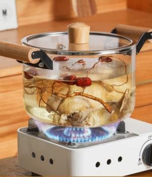 3000ml high borosilicate glass open flame explosion-proof thickened binaural pot Gas stove induction