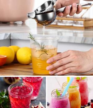 Silver Stainless Steel Press Handled Manual Juicer Lemon Lime Squeezer Lemon Clip