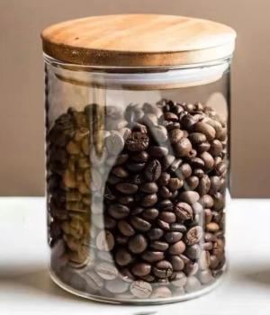 Wooden lid glass canister
