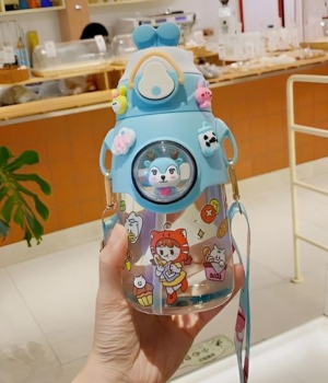 Portable Water Bottle With Cartoon Animals And Stickers - 750ml