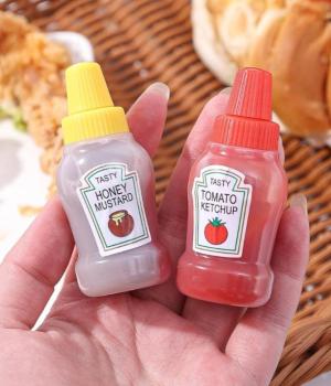 2Pcs Mini Tomato Ketchup Bottle Portable Small Sauce Container Salad Container