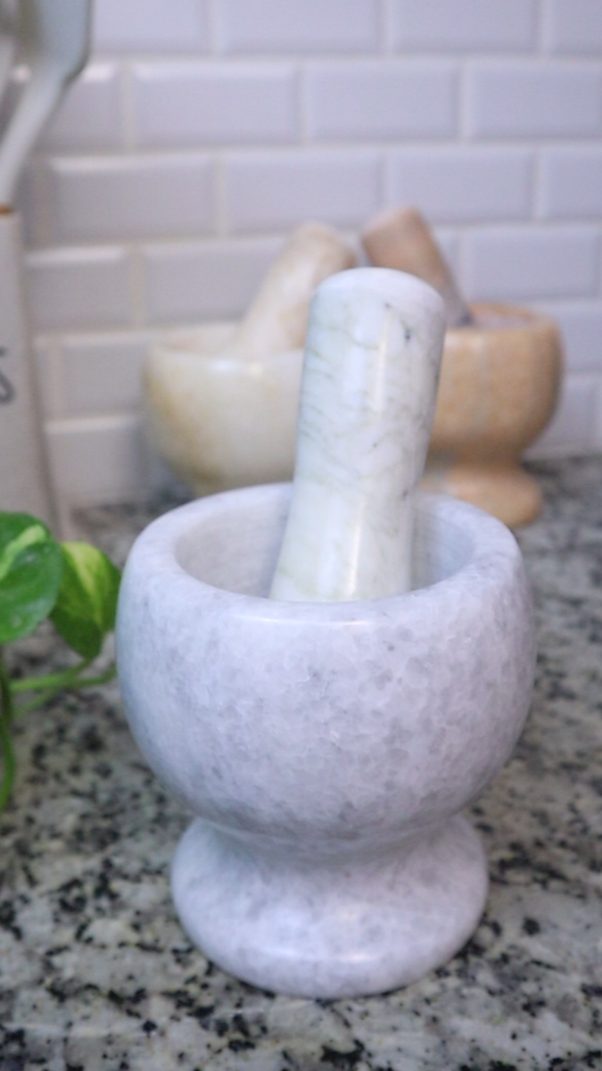 Natural Marble Mortar and Pestle